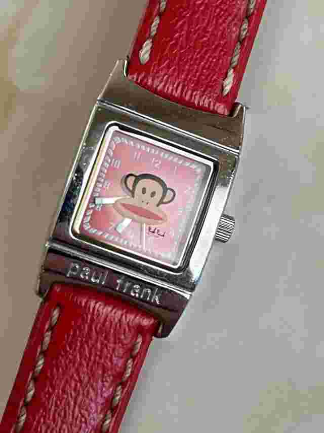 Vintage Paul Frank Industries Red Women's Square Watch Red Wrist Strap pf1060