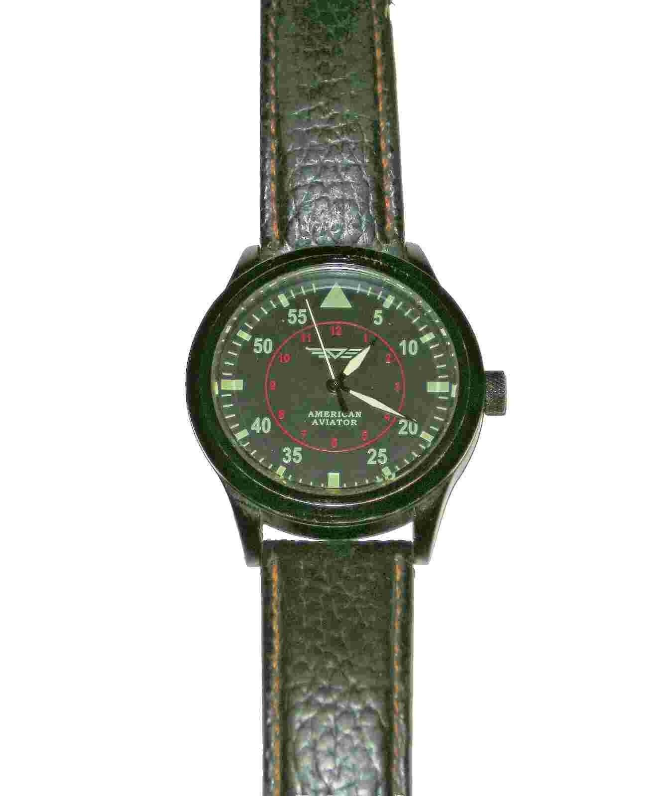 AMERICAN AVIATOR 1945 3ATM FIELD MILITARY PILOT WRISTWATCH 059300 USED W/ BOX