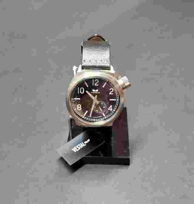 VESTAL Men's Leather Wristwatch - Black - NWT