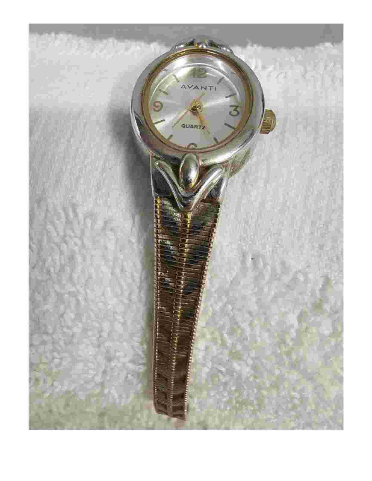 Women’s Vintage Avanti Two Tone Watch Stainless Steal Sizable Watch Band (1476)