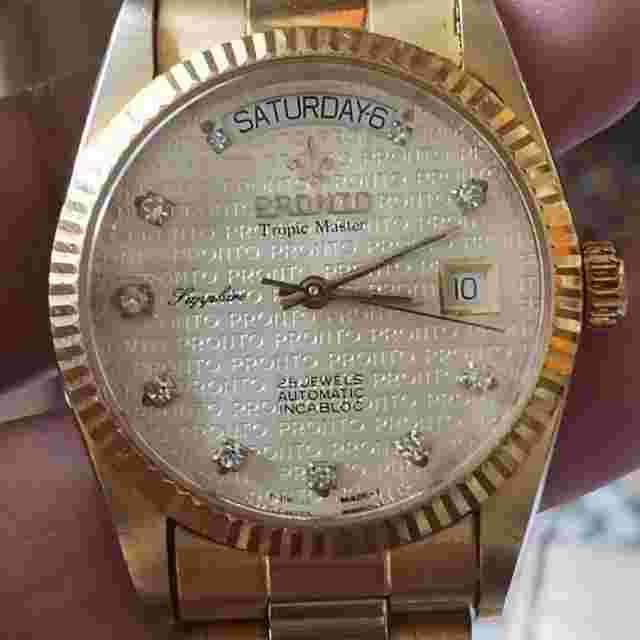 Rare Pronto President Tropic Master Logo Dial Diamond Automatic Vintage Watch
