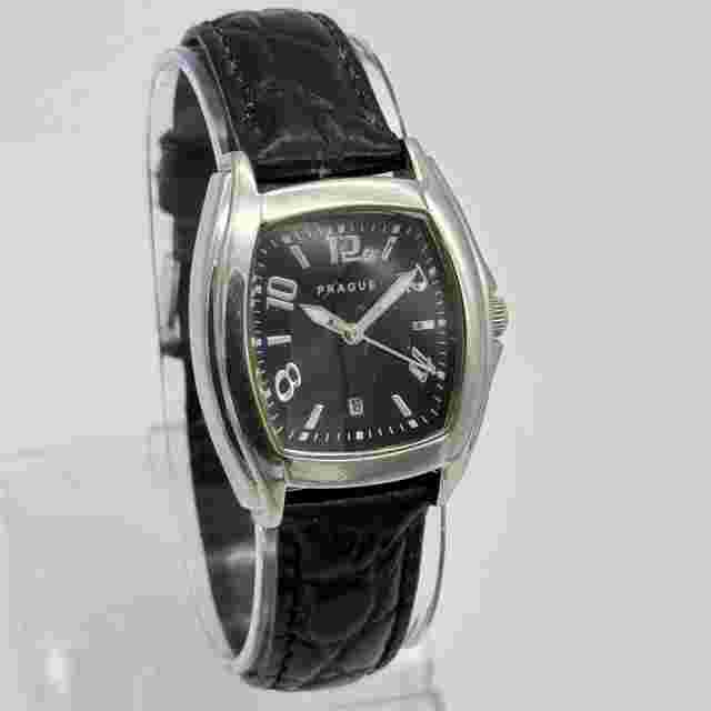 Ladies PRAGUE Vera Pelle All Stainless Steel Watch Black Leather 31mm 129735