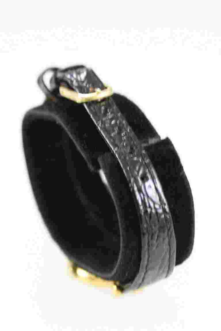 Luis Santini Women Watch Gold Stainless Steel Black Leather WR White Quartz