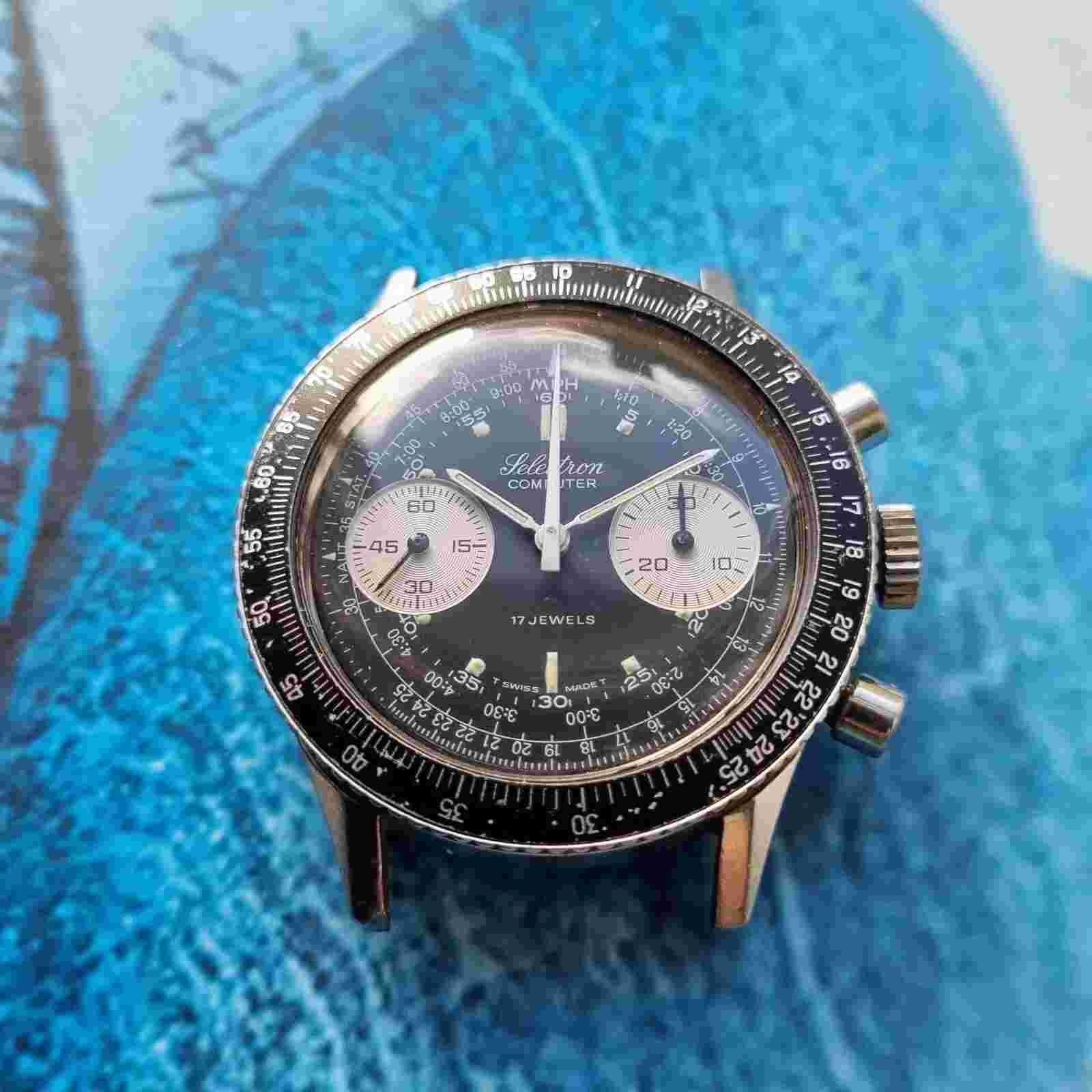 Vintage Selectron Computer by Ollech & Wajs  Chronograph Men's Watch