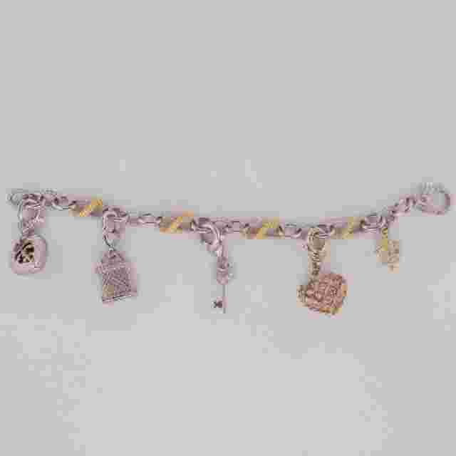 Judith Ripka Sterling Silver Link Charm Bracelet