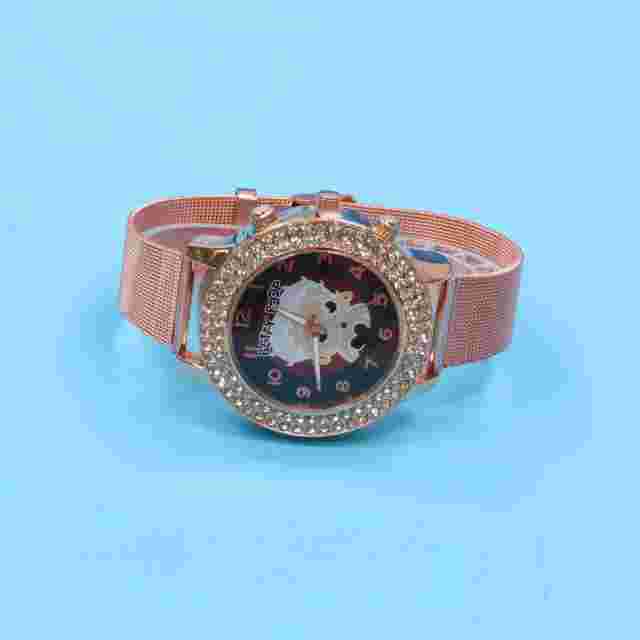 Betty Boop Women's Gold Rose Finish Analog Wristwatch Metal mesh Band