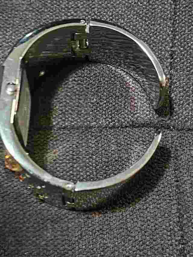 Vivani K1045 Cuff Quartz Wristwatch Victorian Silver Tone COLORED RHINESTONES.