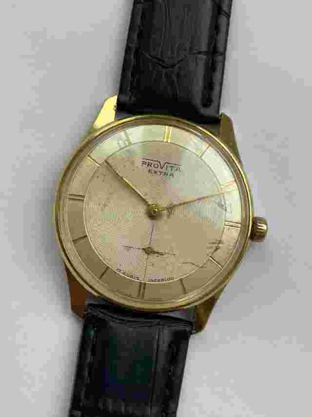 Vintage RARE Men Watch PROVITA EXTRA 17 RUBIS SWISS GOLD PLATED CAL. P320 RRR