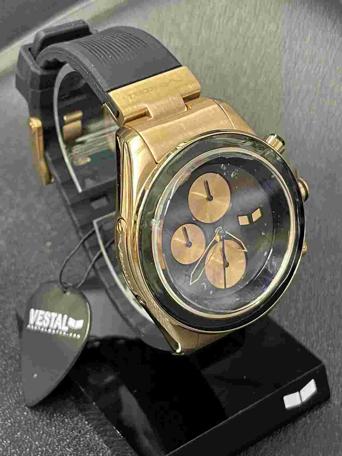Vestal ZR2  Rubber  Black/Rosegold/Minimalist Watch Unisex