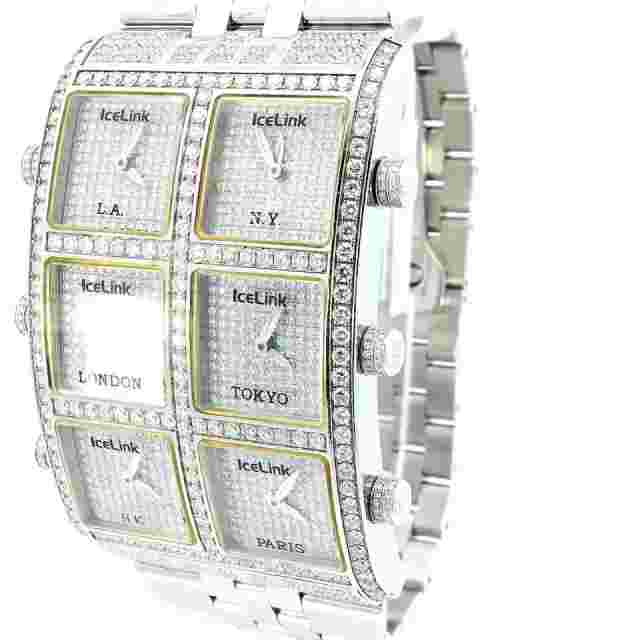 Icelink Limited Edition 50/1000 Diamond Watch 12.5 Cts 6 Time Zones Unisex