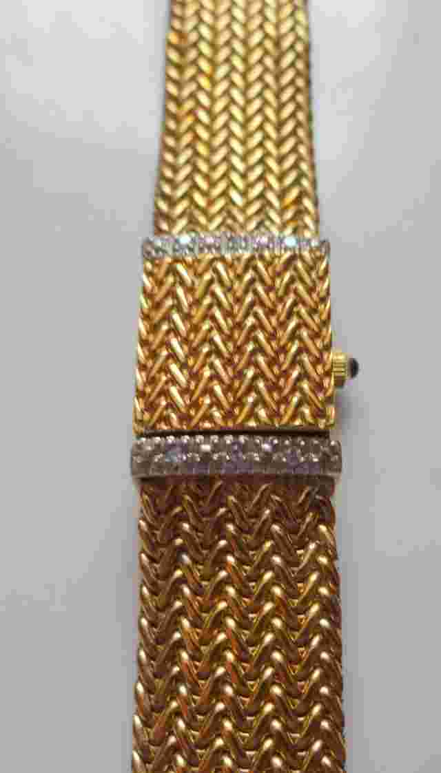 Anne Klein Diamond Swiss Watch Gold Plated Mesh Bracelet Hiden Face