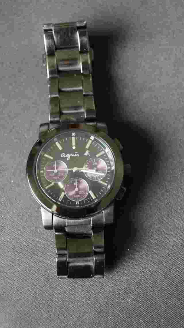 AGNES B V654 Quartz WATCH PURPLE Black Chronograph 38mm