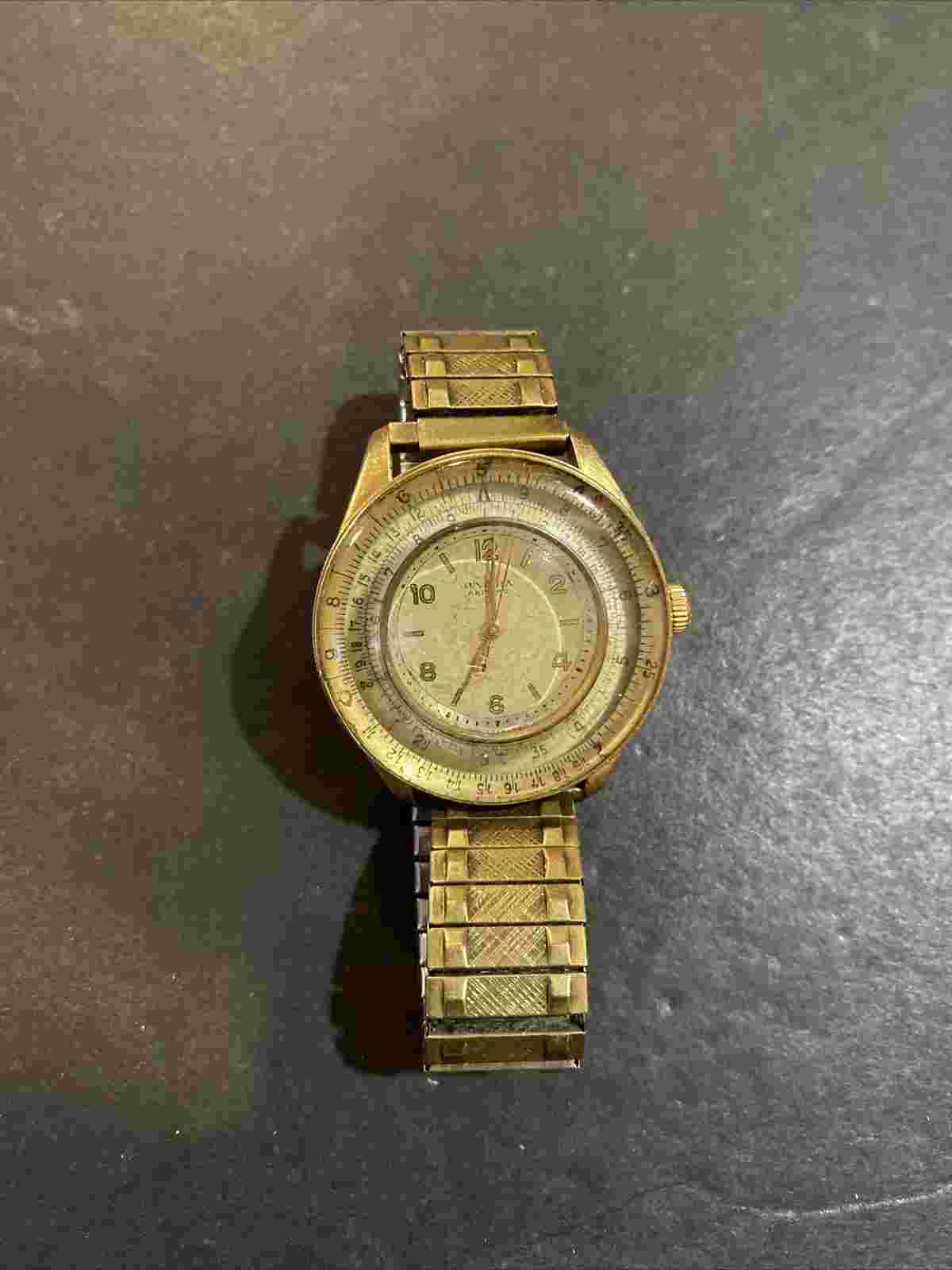 Vtg Juvenia Arithmo 18k Gold Manual Wind Watch EXTREMELY RARE