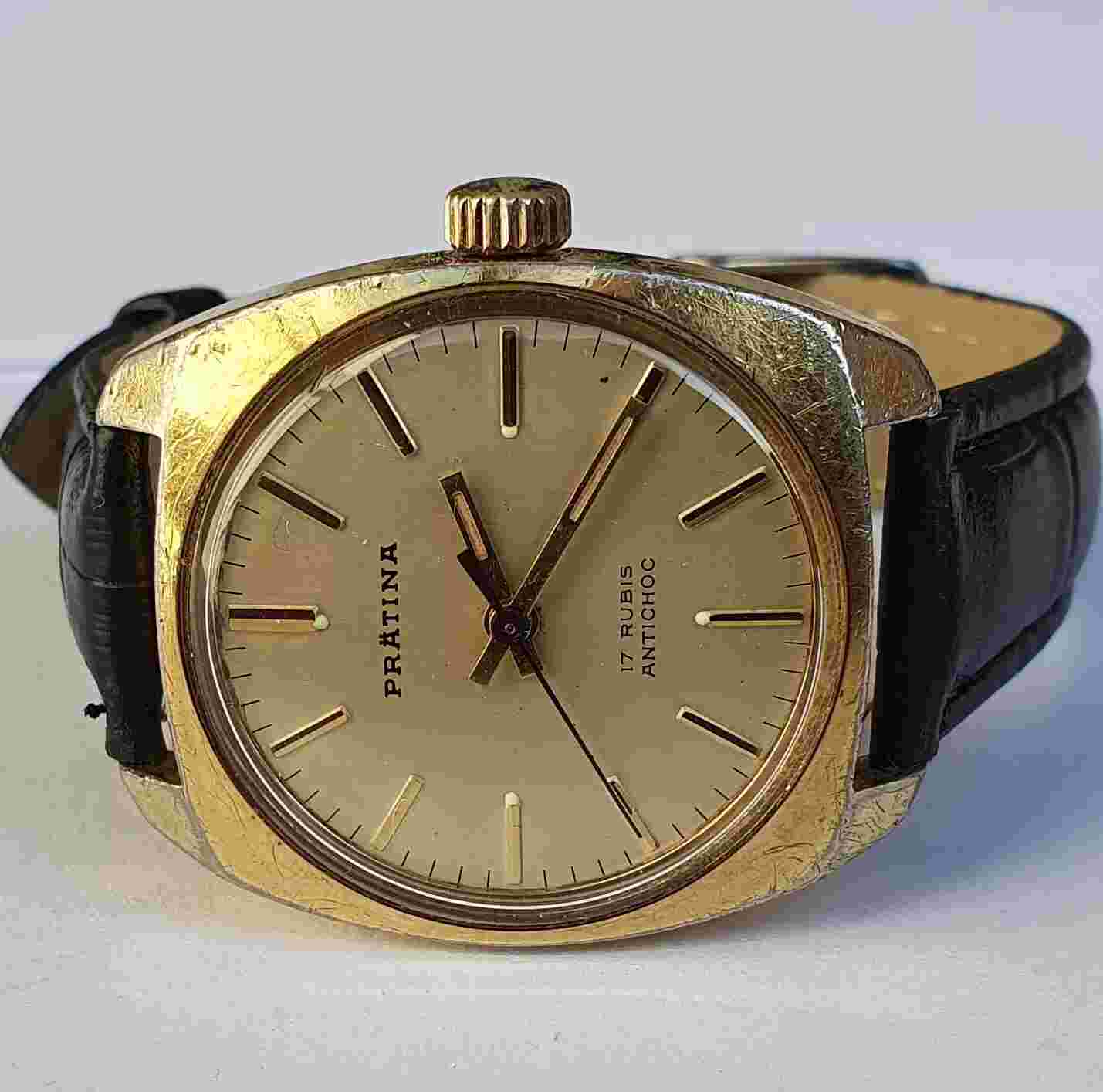 Vintage PRATINA Gold Plated handwinding 17J Cal. FE140 Wristwatch From 70's