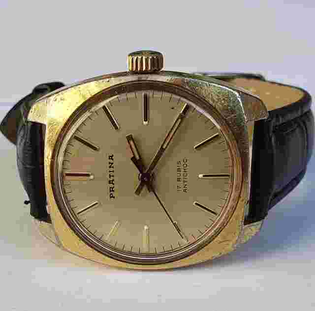 Vintage PRATINA Gold Plated handwinding 17J Cal. FE140 Wristwatch From 70's