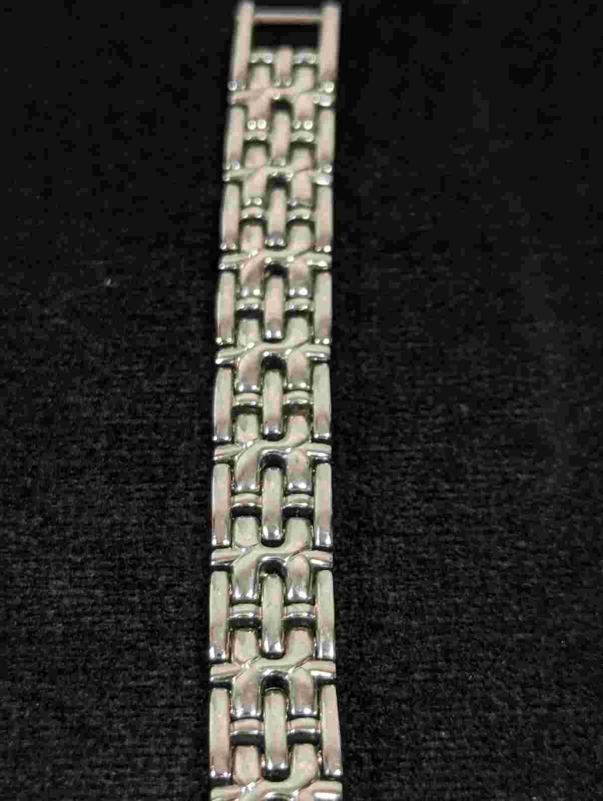 Cote d Azur White Dial Round Silver Tone Case Link Band Watch 7.25 Inch