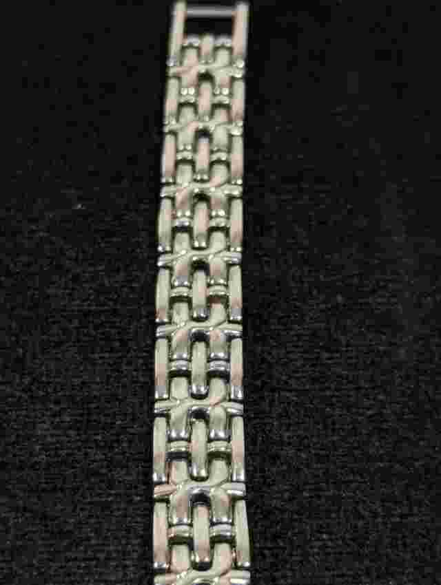 Cote d Azur White Dial Round Silver Tone Case Link Band Watch 7.25 Inch
