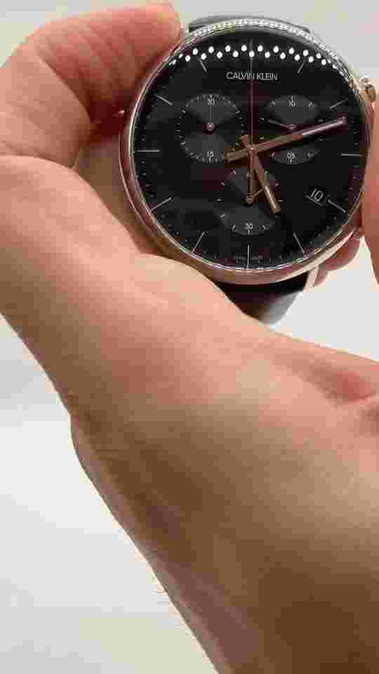 Mens Wristwatch CK CALVIN KLEIN HIGH NOON K8M271C1 Chrono Leather Black From JP