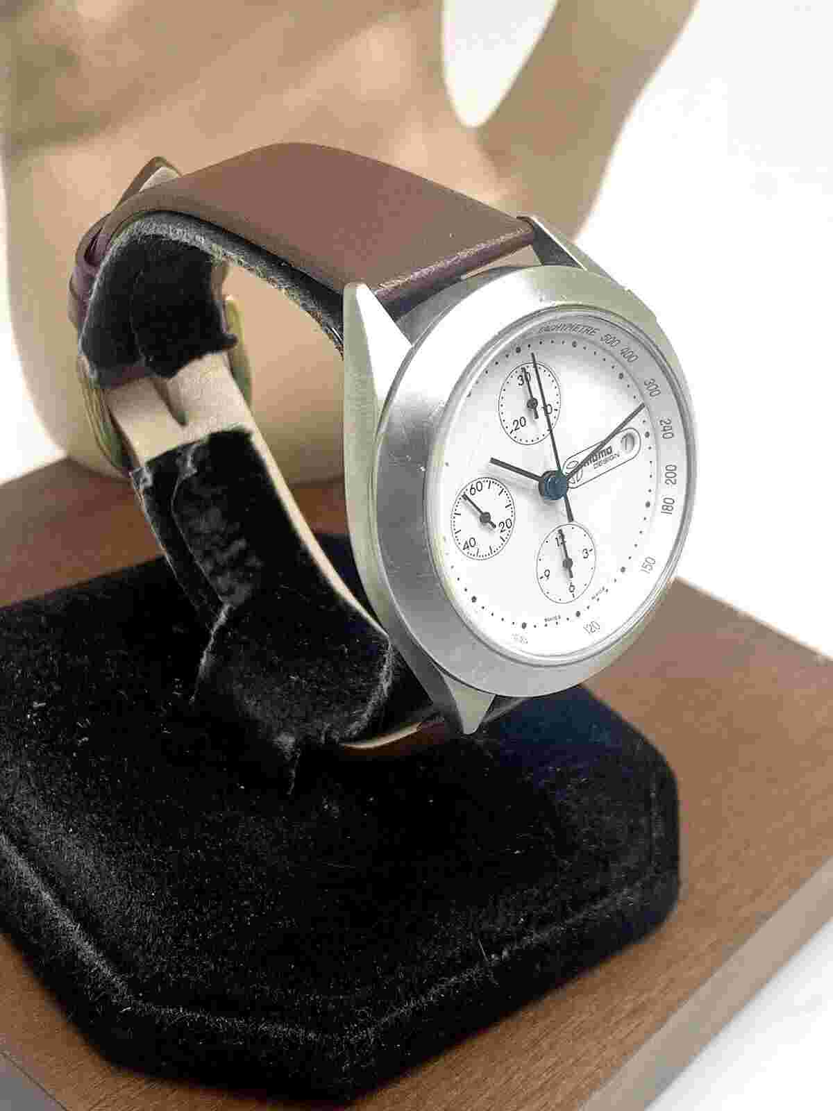 Momo Design Men's Watch Swiss Automatic Chronograph White Dial Leather Band 40mm