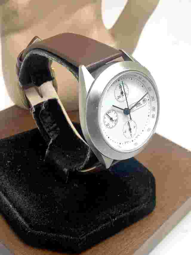 Momo Design Men's Watch Swiss Automatic Chronograph White Dial Leather Band 40mm