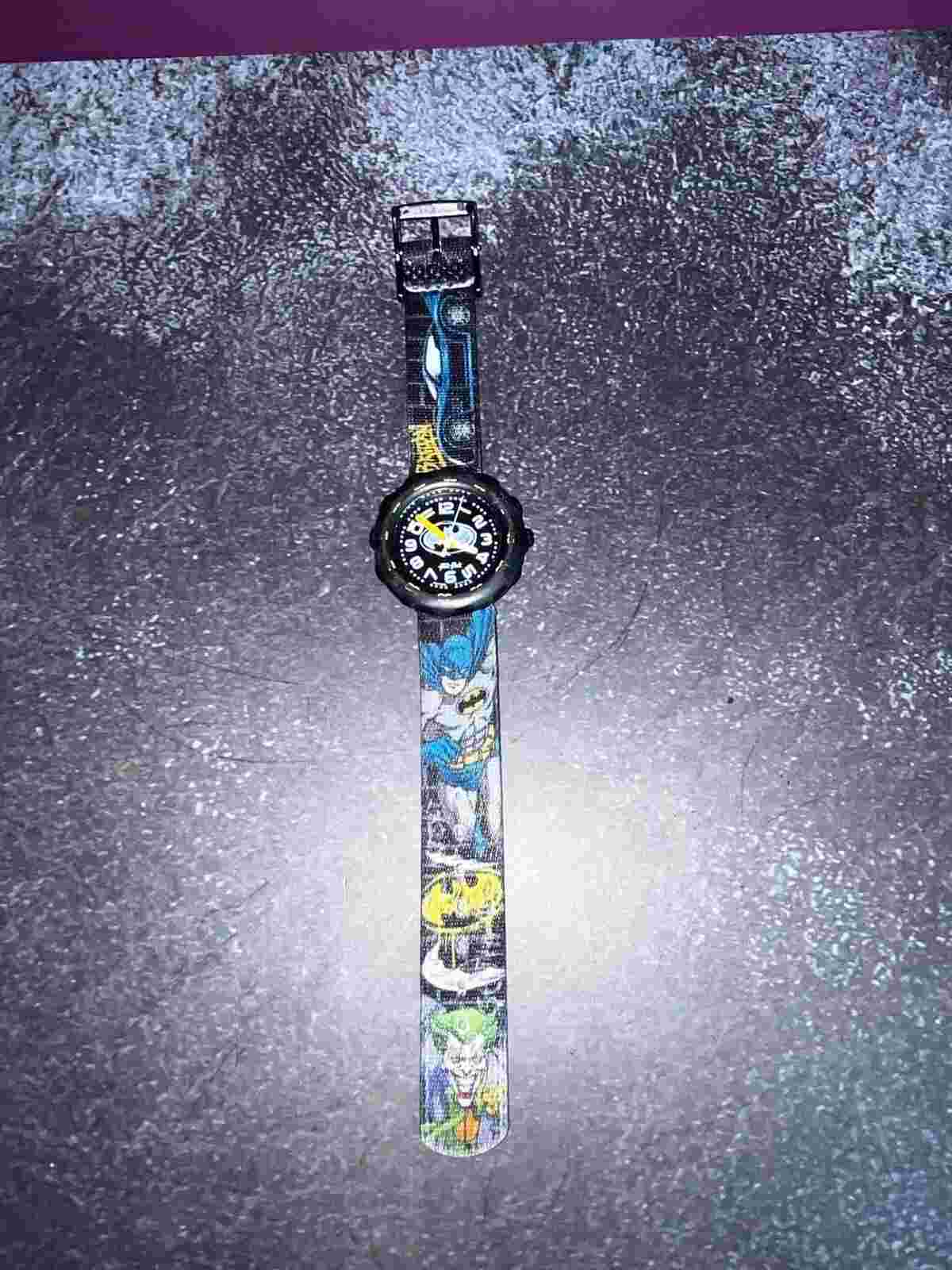 Batman Swiss Flik Flak Rare Watch DC Comics Joker Batmobile Cartoon Watch Funny