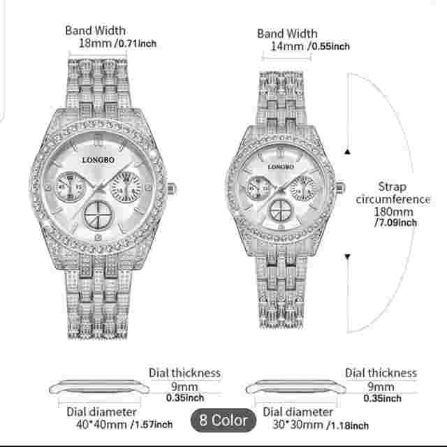 Elegant Longbo Couple's Luminous Waterproof Steel Strap Wristwatch for Sale.