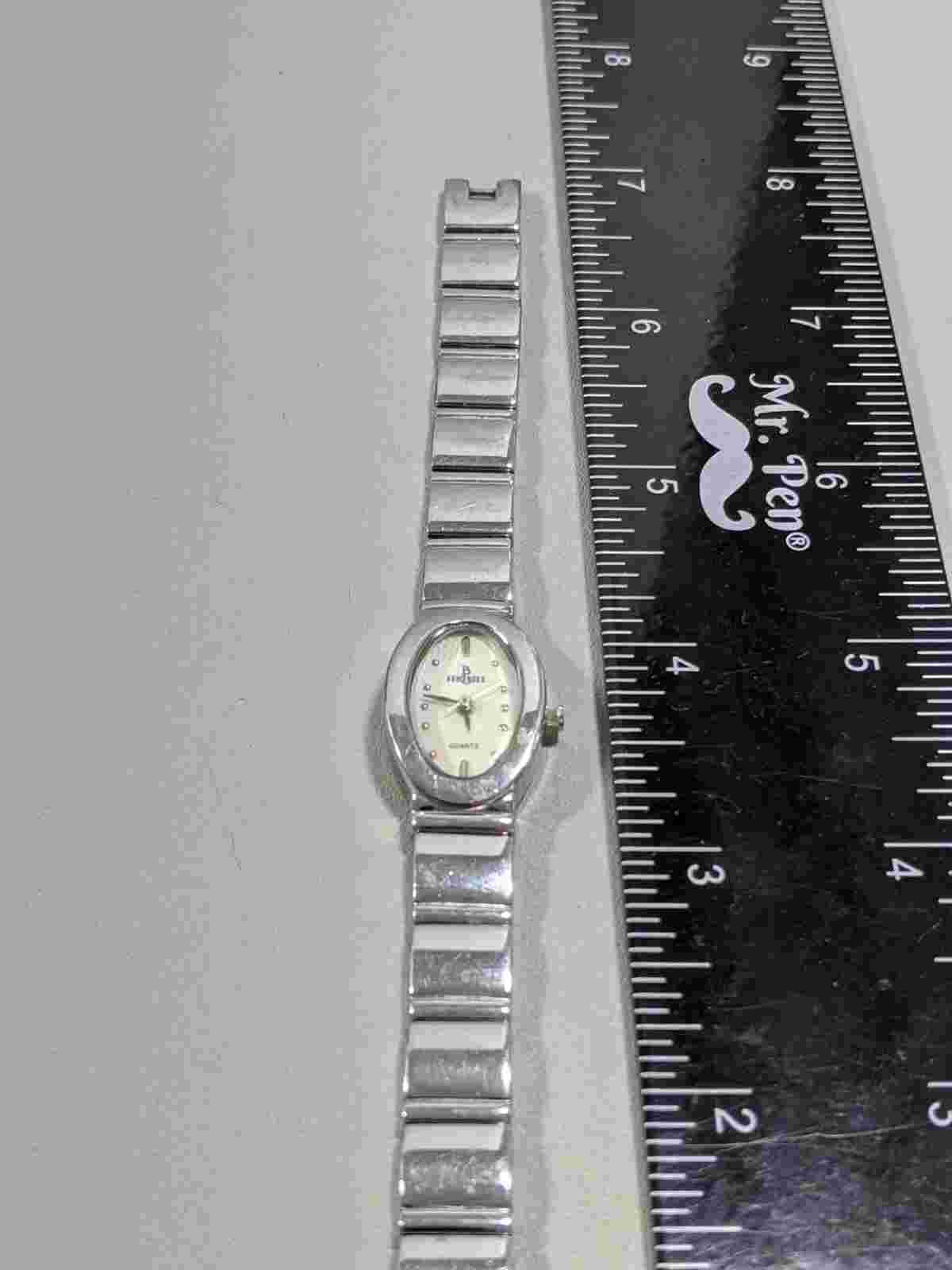 Berenger Silver Tone Oval Case White Dial Link Bracelet Band Watch 7 Inch
