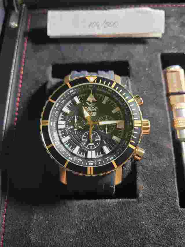 VOSTOK EUROPE AN-225 MRIYA AUTOMATIC WATCH 50MM WHITE DIAL ORANGE BLACK BEZEL RA