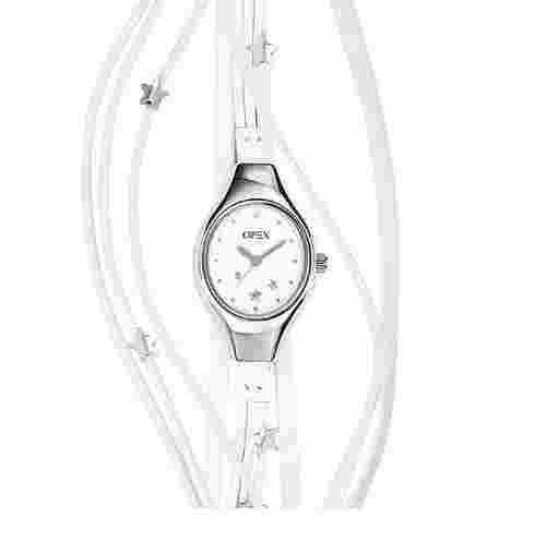 OPEX FILANTE SILVER,WHITE LEATHER WRAP AROUND BAND,DIAMOND FRANCE WATCH-X2341LD6