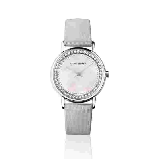 Georg Jensen Lady Watch # 424 with Diamonds and White Mother of Pearl Dial