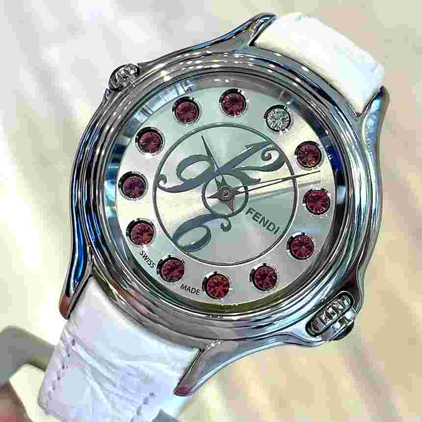 FENDI Crazy Carats Silver Ladies Multicolored Diamond Watch NOS in Box 38 mm
