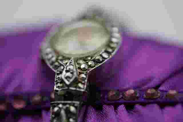 Vintage 925 Sterling Silver Watch Ladies 7 Jewels Marcasite 1960'