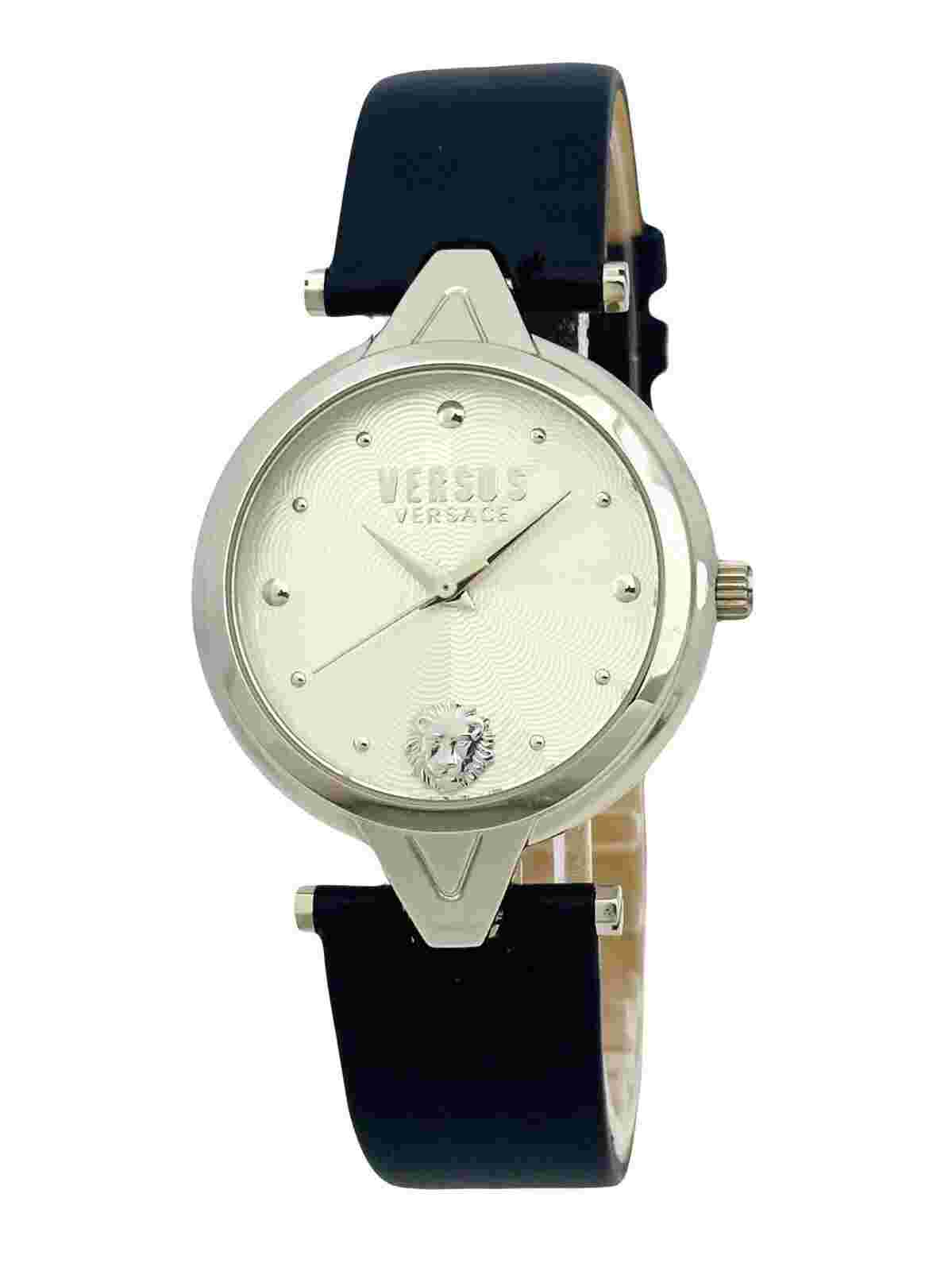 Versus by Versace SCI090016 Silver White Textured Dial Blue Leather Strap Watch