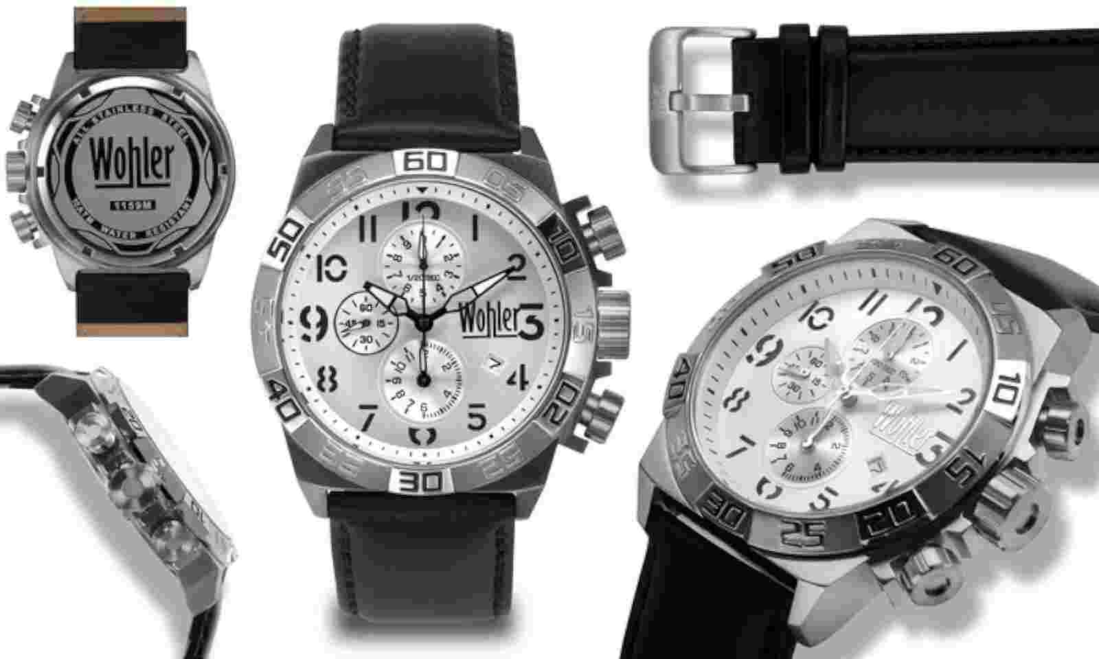 Men's Wohler 1159M Lorhard Collection Black Leather Sport Style Watch Working