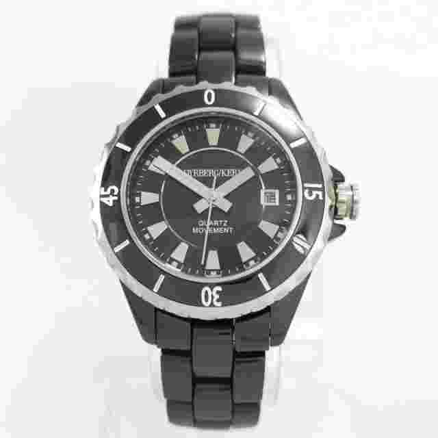 Dyrberg/Kern Black Silver Ceramic Band Small Quartz Women's Wrist Watch