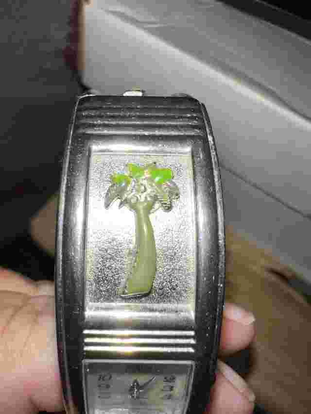 Boca Classics Bangle Watch W/palm Trees WORKS Vintage