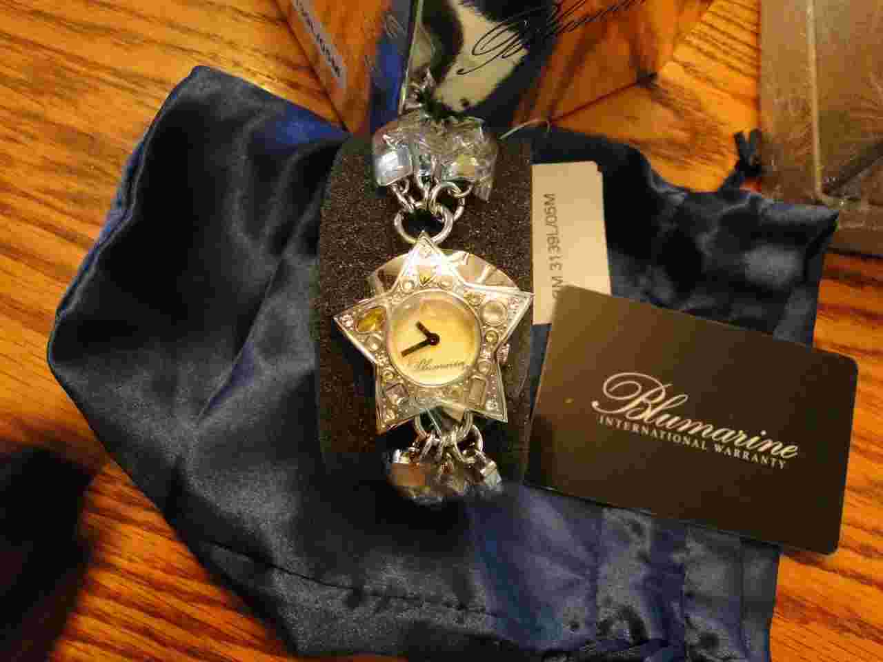 NIB BLUMARINE WATCH W/ GENUINE CRYSTALS MADE OF PLAY OF COLOR MOTHER OF PEARL!