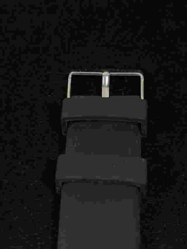 American Exchange Silver Tone Round 45 mm Case Black Silicone Band Watch 8.5 in