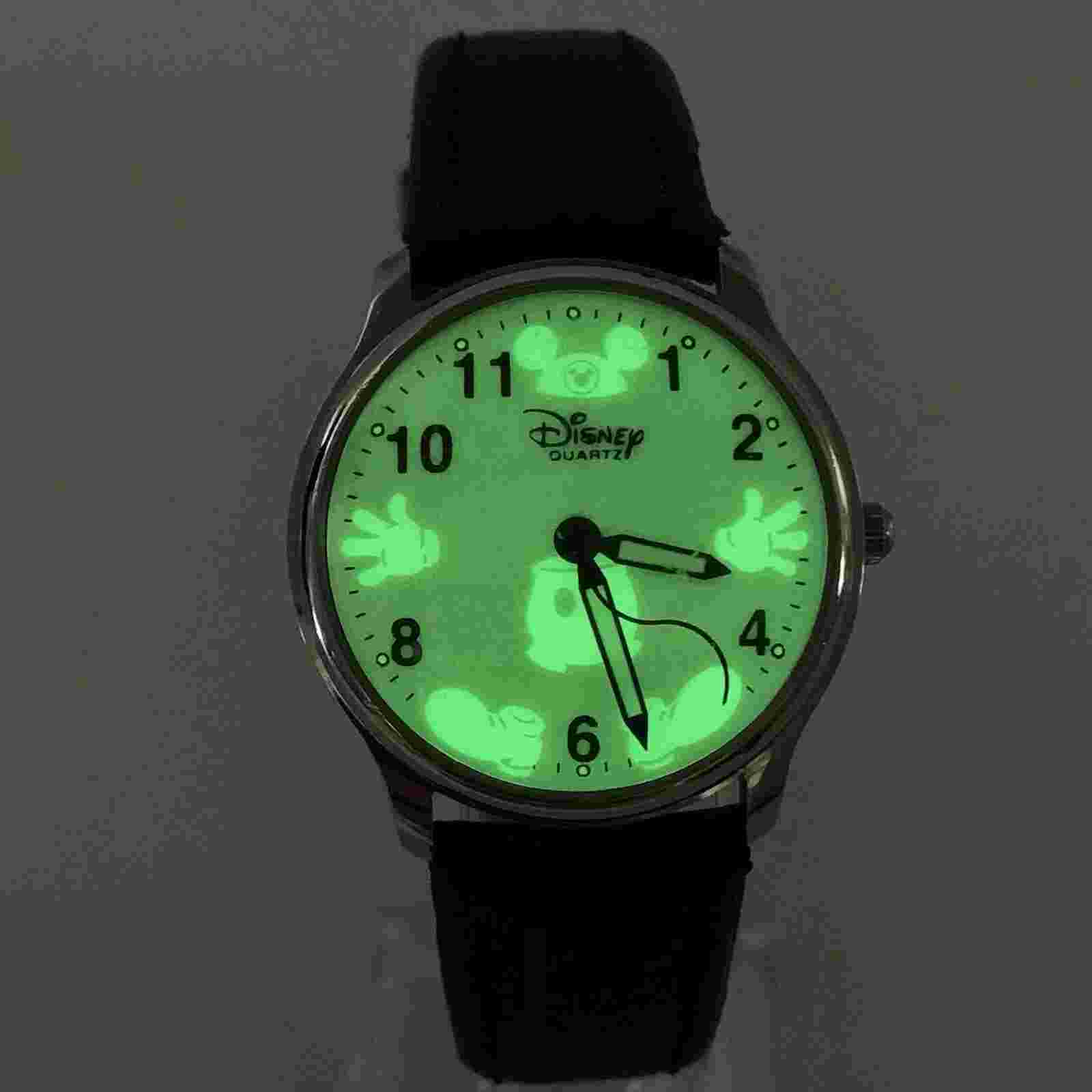Disney Mickey Mouse Watch Mystery Luminous Dial Bubble Crystal New Battery Strap
