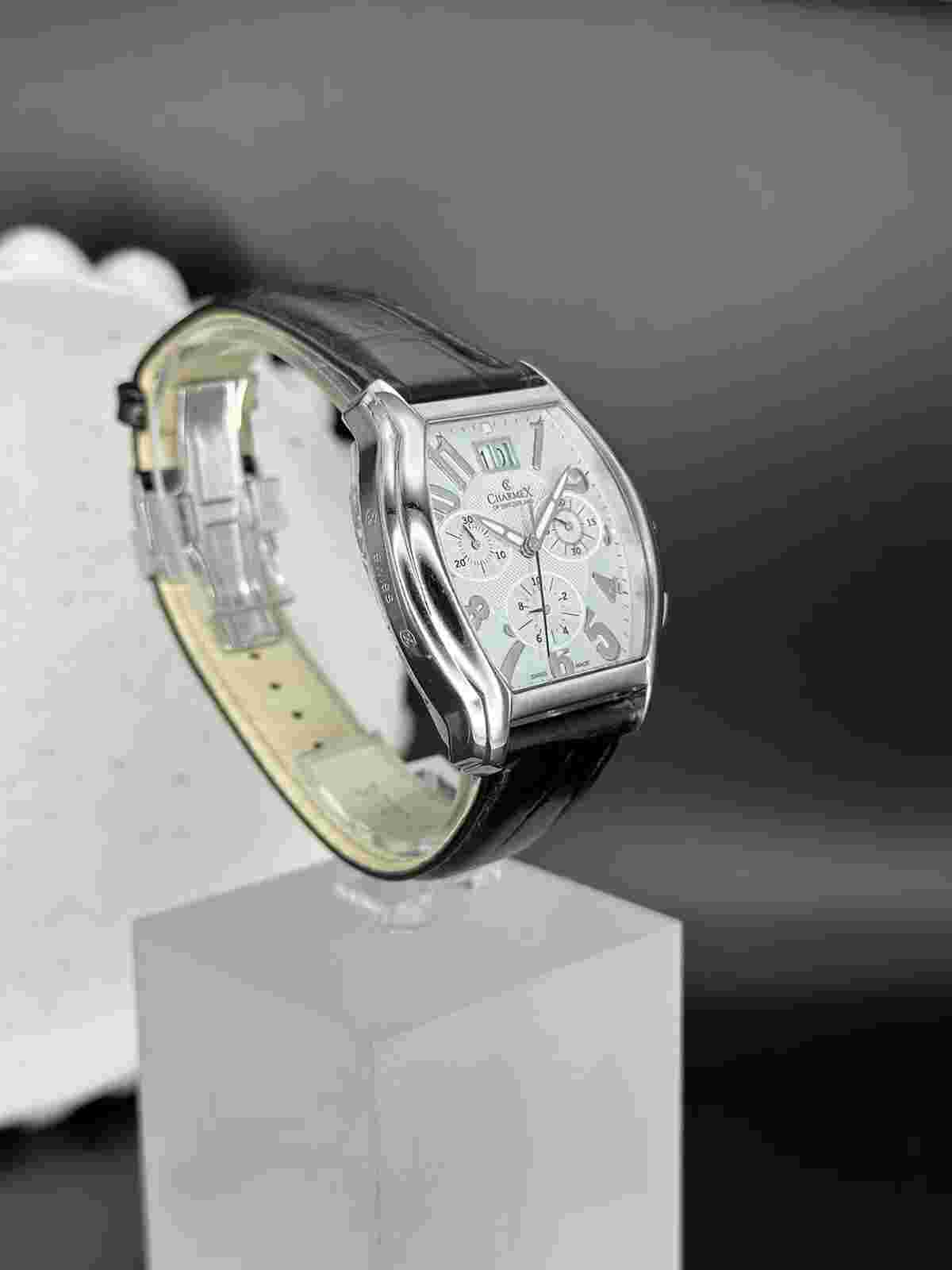 Charmex Of Switzerland Men’s Watch, Chronograph, Sapphire Crystal Leather Strap