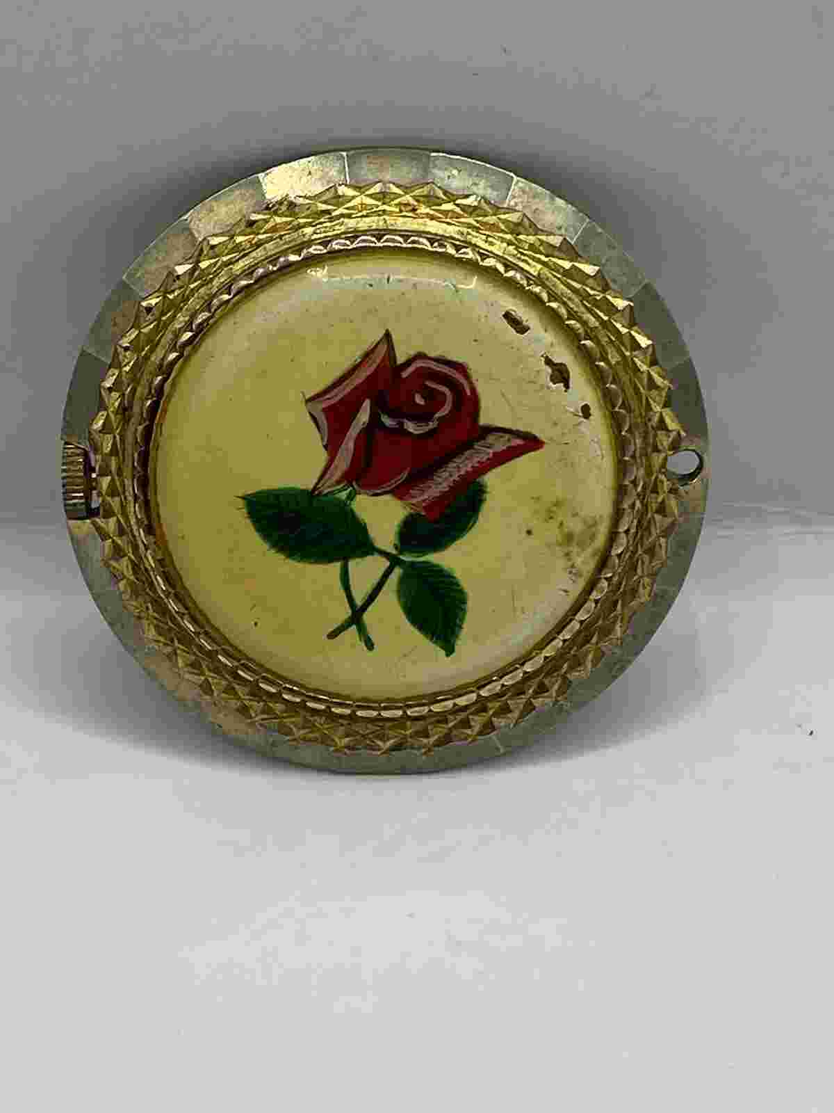 Vintage Nelson Swiss 17 Jewels Pendant Watch & Rose Untested For Repair 36mm