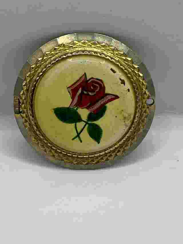 Vintage Nelson Swiss 17 Jewels Pendant Watch & Rose Untested For Repair 36mm