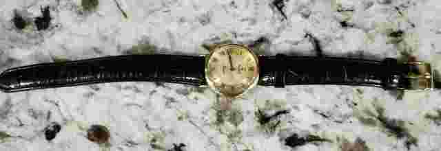 Vicence 14k Yellow Gold Women's Watch w/ Leather Band