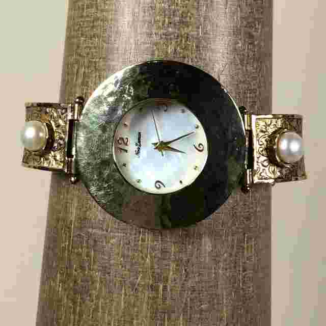 Noa Zuman Women MOP Dial 925 Sterling Lirm Israel Bracelet Quartz Watch 7"