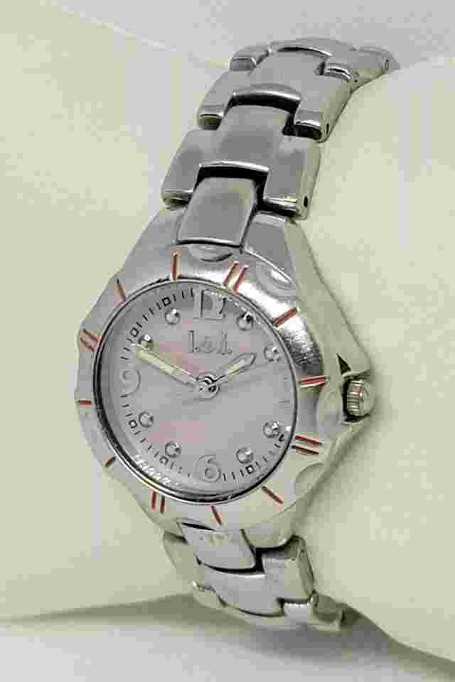 Ladies L.E.I. Life Energy Intelligence Silver Tone Pink Dial Analog Watch E9