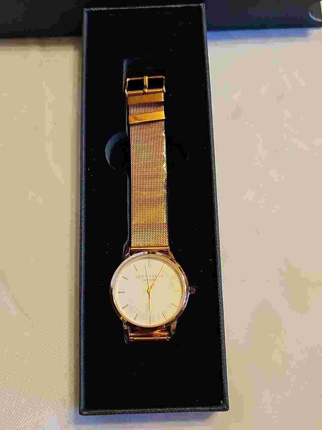 Eddie Borgo NY Rose Gold Tone White Dial Ladies Watch Analog Mesh Bracelet 32mm