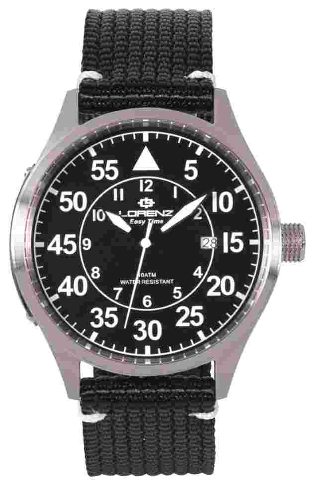 Mens Wristwatch LORENZ 30227AA Canvas Black Sub 100mt