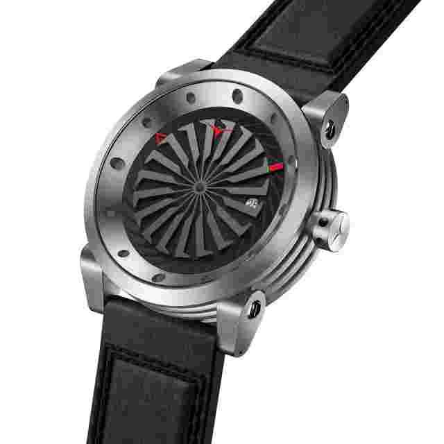 Zinvo Silver Automatic Turbine Grey Steel Black Sapphire Leather Men's Watch