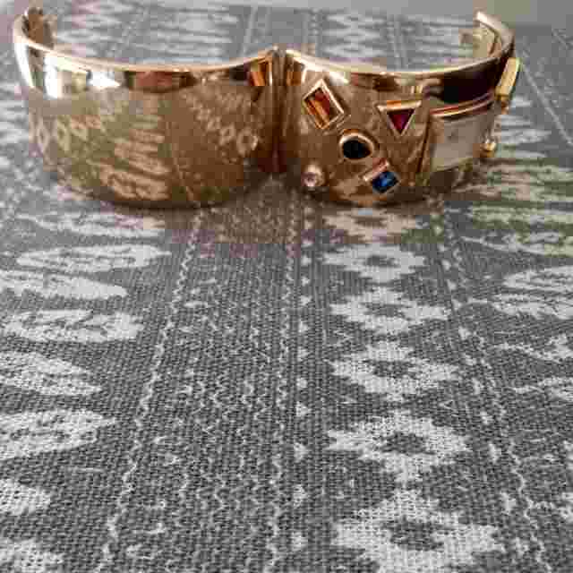 Franklin Mint Gold Plated Cuff Watch Bracelet