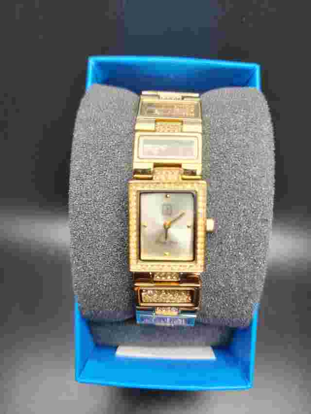 Victoria Wieck BCVW0113 Floating Crystal Gold Tone Bracelet Watch